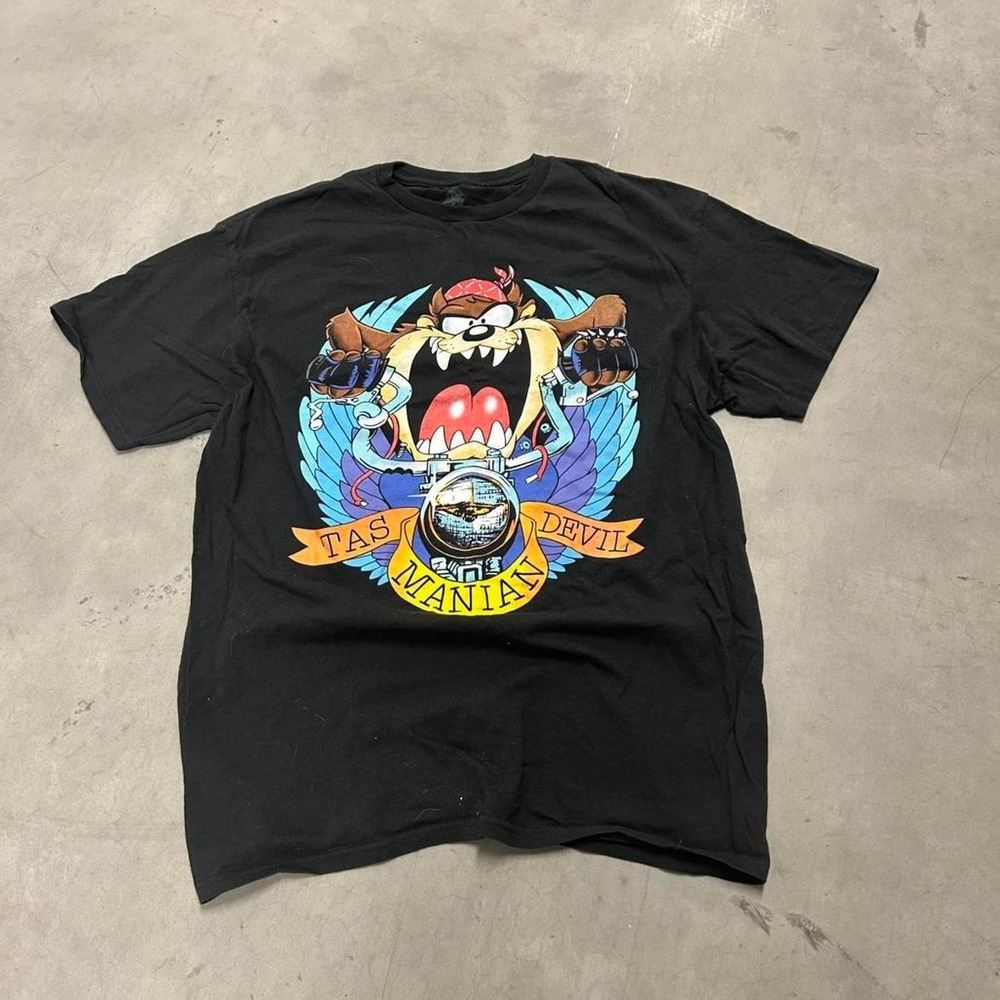 Looney Tunes Taz Biker Graphic Print Shirt